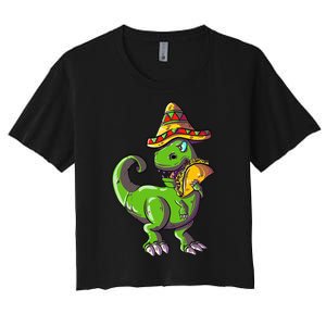 Tacosaurus T Rex Mexico Taco Dinosaurier Cinco de Mayo Gift Women's Crop Top Tee