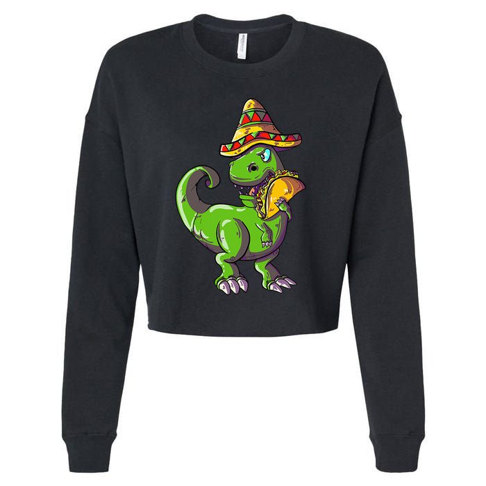 Tacosaurus T Rex Mexico Taco Dinosaurier Cinco de Mayo Gift Cropped Pullover Crew