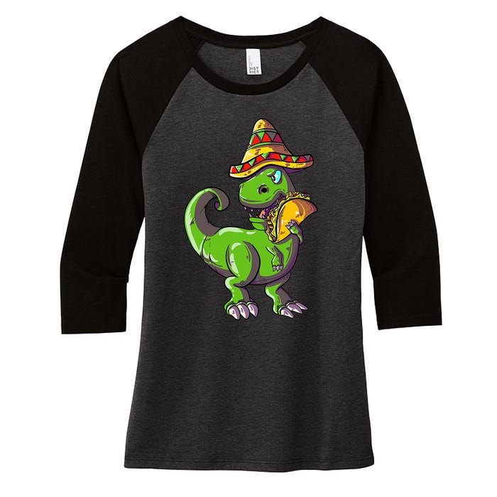 Tacosaurus T Rex Mexico Taco Dinosaurier Cinco de Mayo Gift Women's Tri-Blend 3/4-Sleeve Raglan Shirt