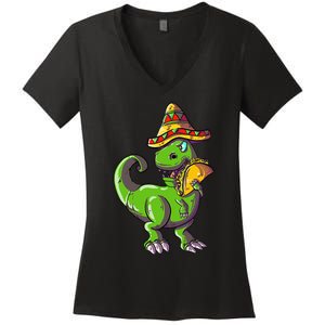 Tacosaurus T Rex Mexico Taco Dinosaurier Cinco de Mayo Gift Women's V-Neck T-Shirt