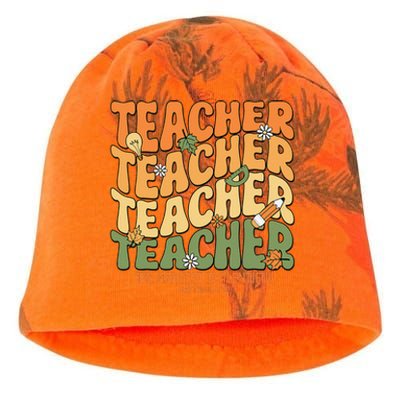 Thankful Teacher Retro Groovy Thanksgiving Fall Kati - Camo Knit Beanie