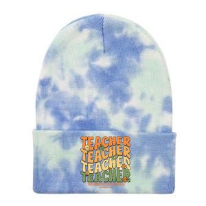 Thankful Teacher Retro Groovy Thanksgiving Fall Tie Dye 12in Knit Beanie