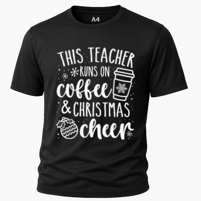 This Teacher Runs On Coffee And Cheer Teacher Christmas Long Sleeve Performance Shirt