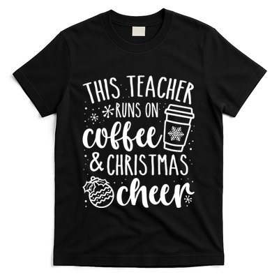 This Teacher Runs On Coffee And Cheer Teacher Christmas Long Sleeve T-Shirt