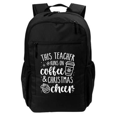 This Teacher Runs On Coffee And Cheer Teacher Christmas Long Sleeve Backpack