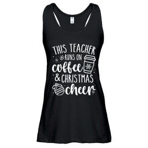 This Teacher Runs On Coffee And Cheer Teacher Christmas Long Sleeve Ladies Essential Flowy Tank