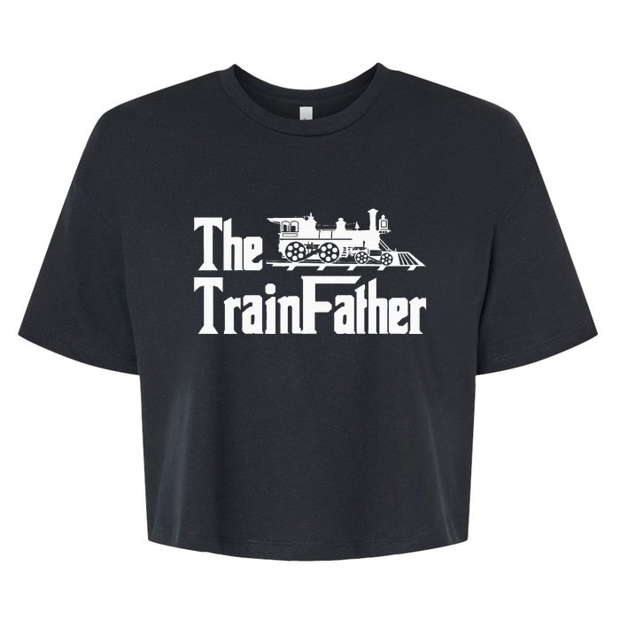 The Trainfather  Railroad Model Train Collector Conductor Bella+Canvas Jersey Crop Tee