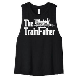 The Trainfather  Railroad Model Train Collector Conductor Women's Racerback Cropped Tank