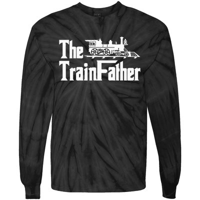 The Trainfather  Railroad Model Train Collector Conductor Tie-Dye Long Sleeve Shirt