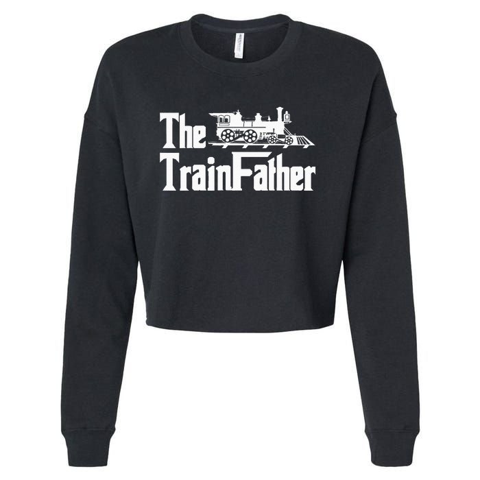 The Trainfather  Railroad Model Train Collector Conductor Cropped Pullover Crew