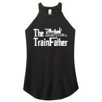 The Trainfather  Railroad Model Train Collector Conductor Women's Perfect Tri Rocker Tank