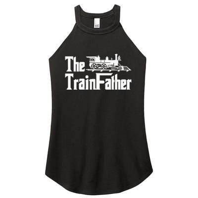 The Trainfather  Railroad Model Train Collector Conductor Women's Perfect Tri Rocker Tank