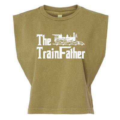 The Trainfather  Railroad Model Train Collector Conductor Garment-Dyed Women's Muscle Tee