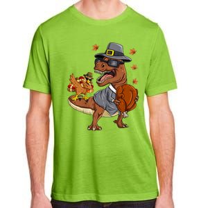 Thanksgiving T Rex Dabbing Turkey Pilgrim Meaningful Gift Adult ChromaSoft Performance T-Shirt