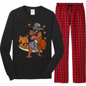 Thanksgiving T Rex Dabbing Turkey Pilgrim Meaningful Gift Long Sleeve Pajama Set