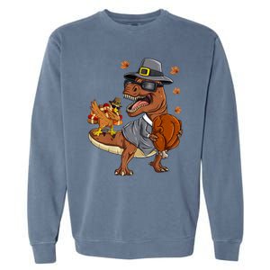 Thanksgiving T Rex Dabbing Turkey Pilgrim Meaningful Gift Garment-Dyed Sweatshirt