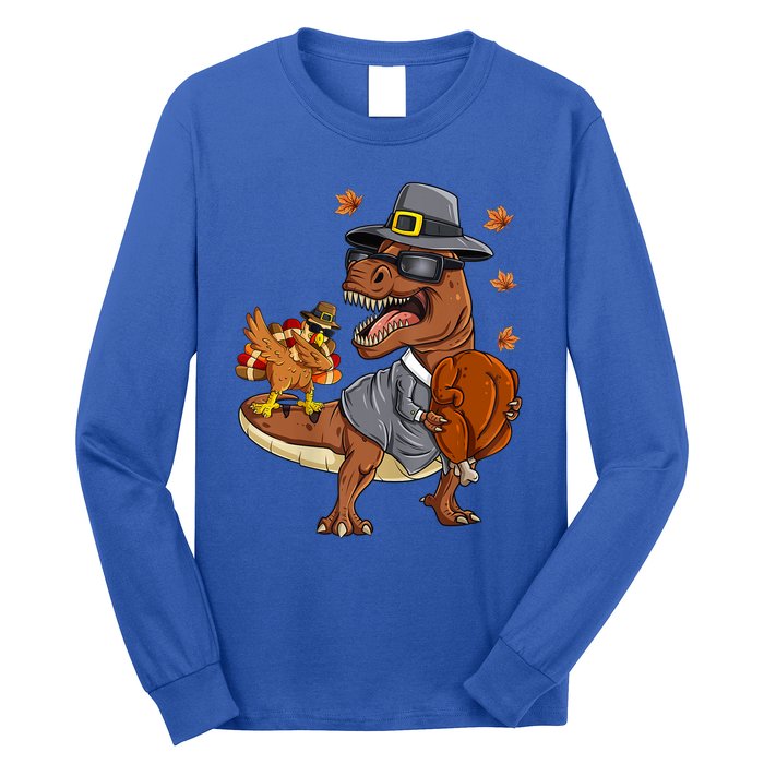 Thanksgiving T Rex Dabbing Turkey Pilgrim Meaningful Gift Long Sleeve Shirt