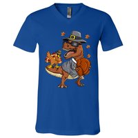 Thanksgiving T Rex Dabbing Turkey Pilgrim Meaningful Gift V-Neck T-Shirt