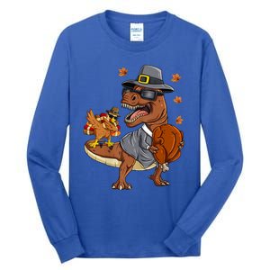 Thanksgiving T Rex Dabbing Turkey Pilgrim Meaningful Gift Tall Long Sleeve T-Shirt