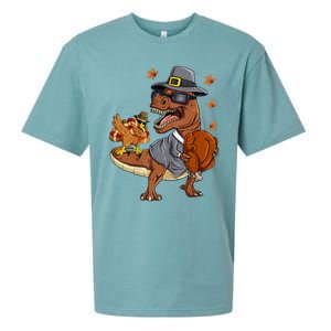 Thanksgiving T Rex Dabbing Turkey Pilgrim Meaningful Gift Sueded Cloud Jersey T-Shirt