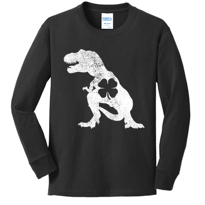 Tyrannosaurus T Rex Dinosaur ST PATRICKS DAY Irish Boy Kids Long Sleeve Shirt