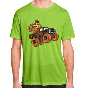 Thanksgiving Turkey Riding Monster Truck Boys Gift Adult ChromaSoft Performance T-Shirt