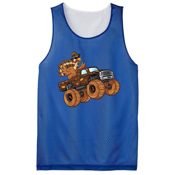 Thanksgiving Turkey Riding Monster Truck Boys Gift Mesh Reversible Basketball Jersey Tank