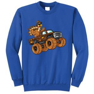 Thanksgiving Turkey Riding Monster Truck Boys Gift Tall Sweatshirt