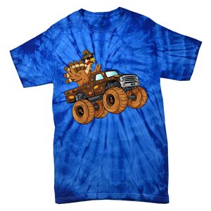 Thanksgiving Turkey Riding Monster Truck Boys Gift Tie-Dye T-Shirt