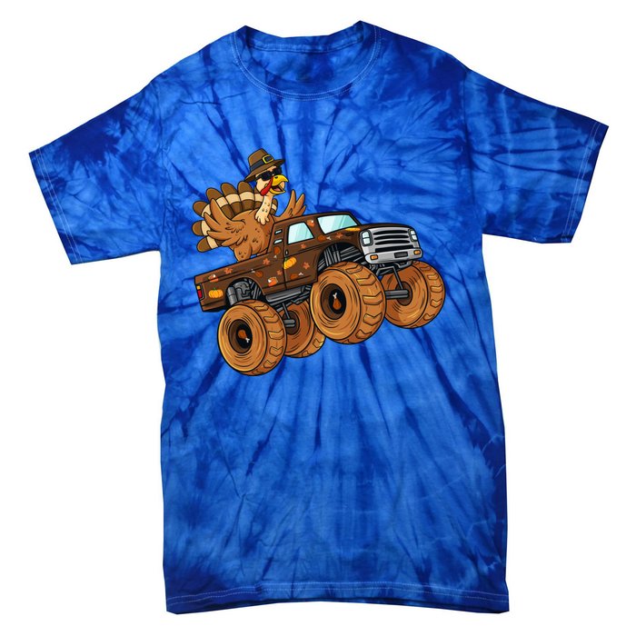 Thanksgiving Turkey Riding Monster Truck Boys Gift Tie-Dye T-Shirt