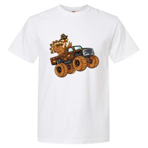 Thanksgiving Turkey Riding Monster Truck Boys Gift Garment-Dyed Heavyweight T-Shirt