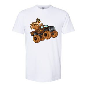 Thanksgiving Turkey Riding Monster Truck Boys Gift Softstyle CVC T-Shirt