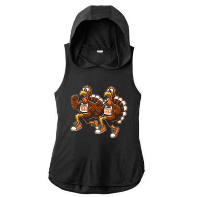 Thanksgiving Turkey Running Outfit Gear Costume Turkey Trot Ladies PosiCharge Tri-Blend Wicking Draft Hoodie Tank