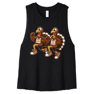 Thanksgiving Turkey Running Outfit Gear Costume Turkey Trot Women's Racerback Cropped Tank