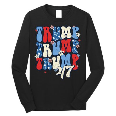 Trump2024ElectionGroovyRetro4thOfJulyDonaldTrump47 Long Sleeve Shirt