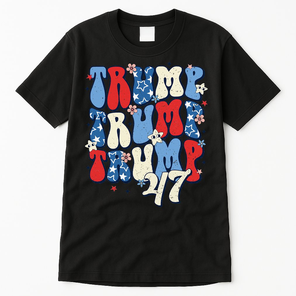 Trump2024ElectionGroovyRetro4thOfJulyDonaldTrump47 Tall T-Shirt