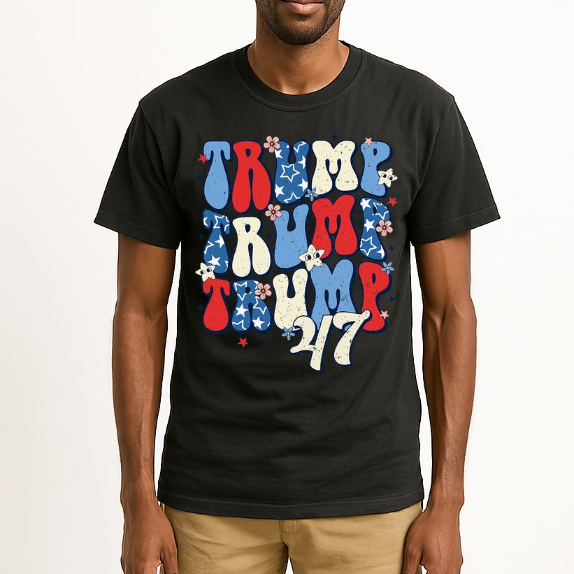 Trump2024ElectionGroovyRetro4thOfJulyDonaldTrump47 Tall T-Shirt