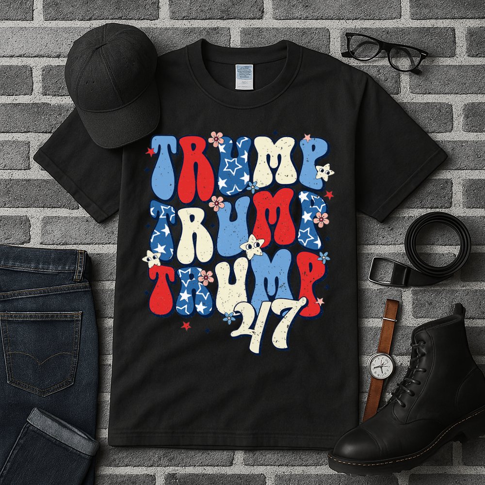 Trump2024ElectionGroovyRetro4thOfJulyDonaldTrump47 Tall T-Shirt