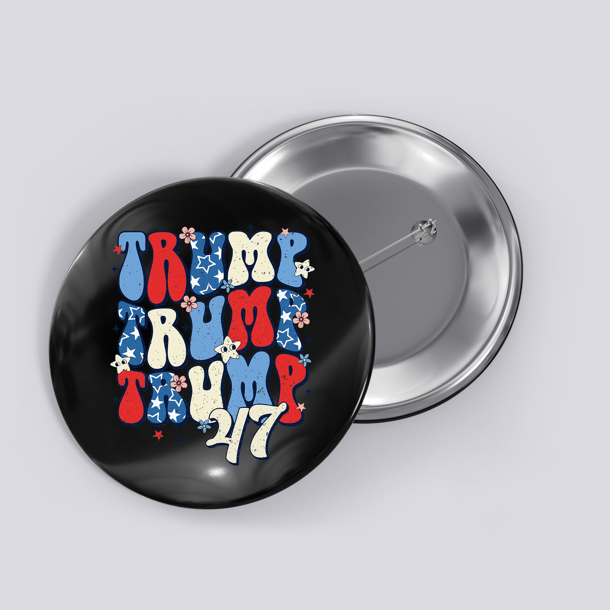 Trump2024ElectionGroovyRetro4thOfJulyDonaldTrump47 Button