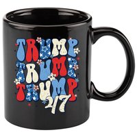 Trump2024ElectionGroovyRetro4thOfJulyDonaldTrump47 11oz C Handle Ceramic Mug