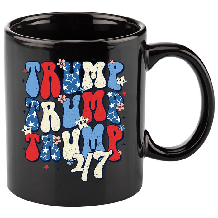 Trump2024ElectionGroovyRetro4thOfJulyDonaldTrump47 11oz C Handle Ceramic Mug