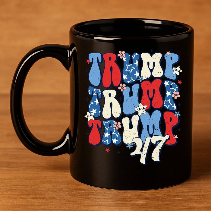Trump2024ElectionGroovyRetro4thOfJulyDonaldTrump47 11oz C Handle Ceramic Mug