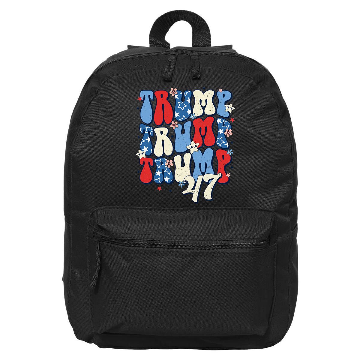 Trump2024ElectionGroovyRetro4thOfJulyDonaldTrump47 16 in Basic Backpack