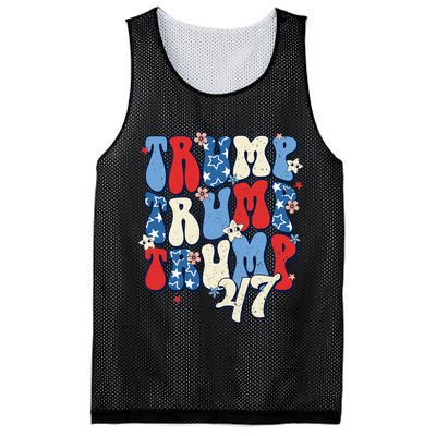 Trump2024ElectionGroovyRetro4thOfJulyDonaldTrump47 Mesh Reversible Basketball Jersey Tank