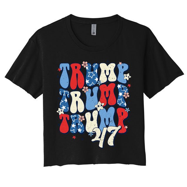 Trump2024ElectionGroovyRetro4thOfJulyDonaldTrump47 Crop Top