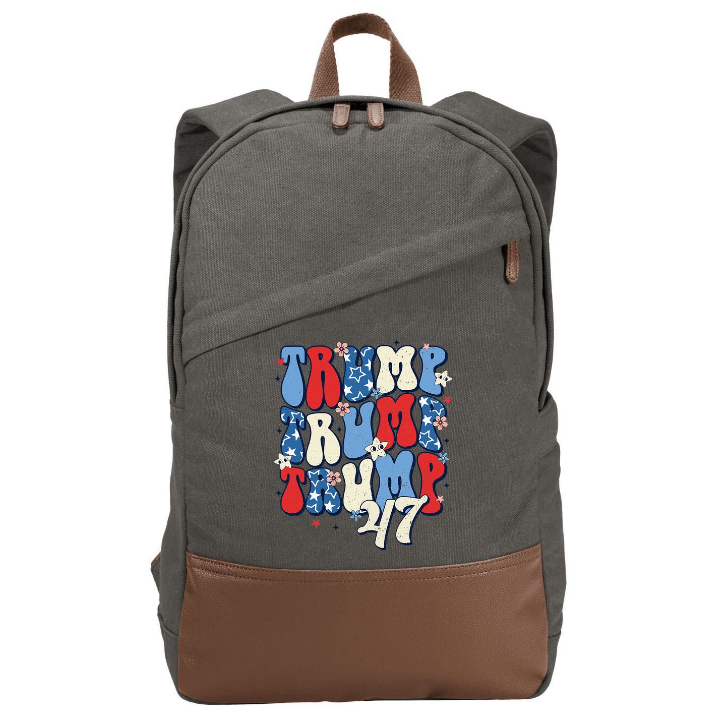 Trump2024ElectionGroovyRetro4thOfJulyDonaldTrump47 Cotton Canvas Backpack