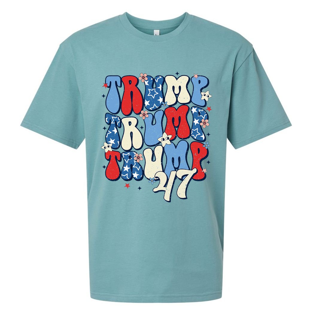 Trump2024ElectionGroovyRetro4thOfJulyDonaldTrump47 Sueded Cloud Jersey T-Shirt