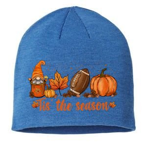 Tis The Season Pumpkin Leaf Latte Fall Thanksgiving Football Gift Sustainable Beanie