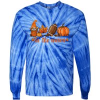 Tis The Season Pumpkin Leaf Latte Fall Thanksgiving Football Gift Tie-Dye Long Sleeve Shirt