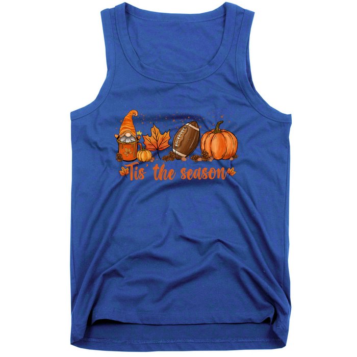 Tis The Season Pumpkin Leaf Latte Fall Thanksgiving Football Gift Tank Top